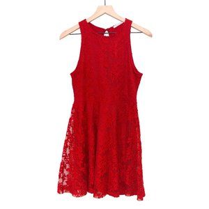 Red Floral Lace Sleeveless Dress - Size L